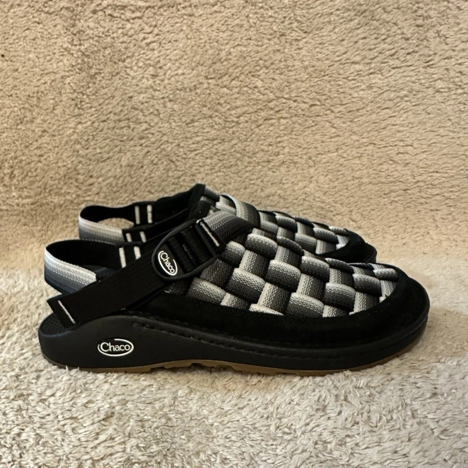 Босоножки Chaco Canyon тканые сабо выцветшие B W мужские размер 11 черные без шнуровки обувь - Изображение 1 из 4
