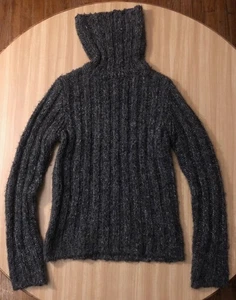 Vgt H&M Fuzzy Women's Chunky Soft Acrylic Turtleneck Sweater Size 6 Gray/Black - Picture 1 of 14
