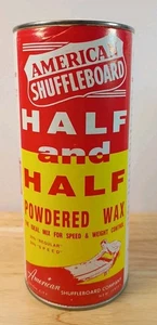 Vintage American Shuffleboard halb und halb Pulver Wachs Kanister 1 Pfund 7" x 3" - Bild 1 von 6