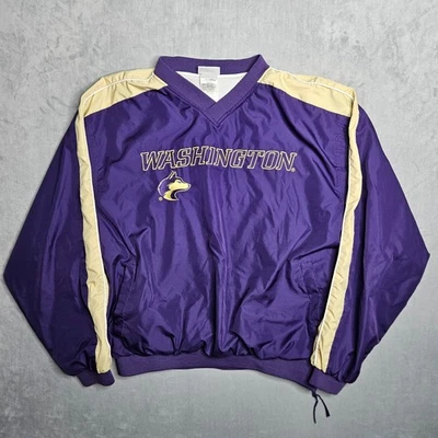 Vintage Reebok Washington Huskies Jacket Mens Large Purple Pullover Lined Y2K - Image 1 of 4