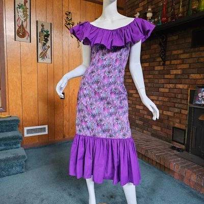 Vestido De Colección Años 80 Maximalista Nueva Ola Sirena Moviéndose Cóctel Fiesta Payaso M/L Foto 1 de 4