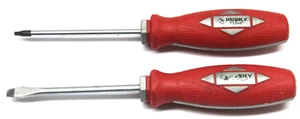 Husky Chrome Vanadium Screwdriver Set with Red Grips Torx and Flathead - Picture 1 of 7