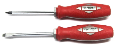 Husky Chrome Vanadium Screwdriver Set with Red Grips Torx and Flathead - Image 1 of 4