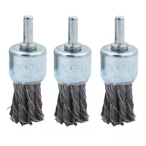 3 Packungen 1 Zoll Twist Draht Knoten Cup Bürste mit 1/4 Zoll Rundschaft für Bohrer nicht - Bild 1 von 3