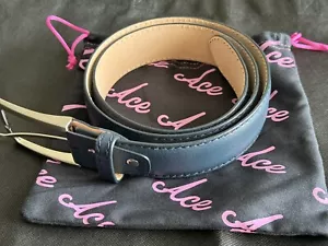 Ace of Clubs Golf Belt - Size 37, Navy Blue Pebble Leather, Silver Buckle - Picture 1 of 4