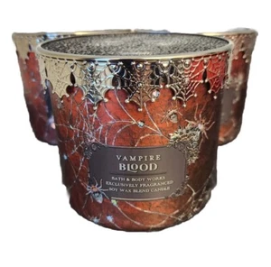 NEW Bath & Body Works Vampire Blood Limited Ed Skull Lid 3 Wick Candle - Picture 1 of 4