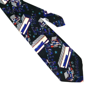 Vtg Wal-Mart Graphic Tie Delivery Semi-Trucks Logo Polyester Necktie 56" x 3.75" - Picture 1 of 6