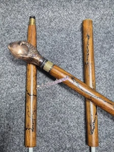 Vintage Brass Head Antique Eagle Egg Wooden Walking Stick Ladies Gift - Picture 1 of 5