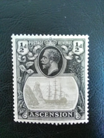ASCENSION M/MINT STAMP 1924 KGV  SHIP 1/2d  BLACK & BROWN SG10 Cover
