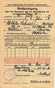 Deutschland, 1930, Vintage Quittung Karte Zertifikat (Bescheinigung / Quittungskarte) - Bild 1 von 2