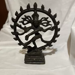 Antique Natraj Bronze Statue Hindu Temple Shiva Sculpture Nataraja Figurine US - Picture 1 of 11
