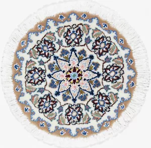 Nain Teppich Orient Perser Rug Natur Schurwolle Rund Handgeknüpft Wunderschön - Bild 1 von 1