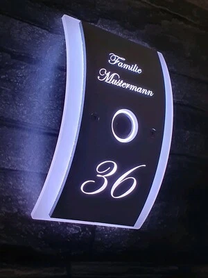 Klingelplatte Klingel Türschild Türklingel Led Hausnummer Name beleuchtet - Bild 1 von 4