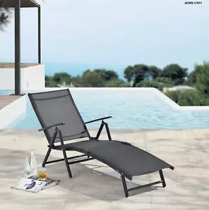 Sonnenliege Gartenliege Strandliege Campingliege Alu Relax Liege Schwarz - Bild 1 von 7