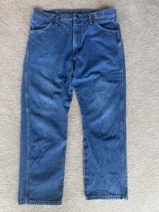 Vintage Wrangler Blue Denim Jeans Straight Leg Men’s Size 34x 28 - Picture 1 of 9