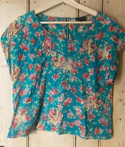 Topshop size 12 floral top in cotton lawn - Picture 1 of 6
