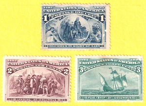 SELLO DE EE. UU. JIS36 SC# 230-32 1-3c 1893 *COMO NUEVO NG CV $55,00 F/FVF 709 - Imagen 1 de 2