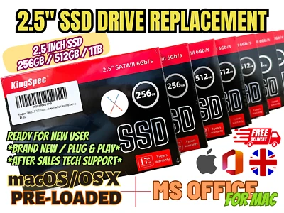 KingSpec SSD 256GB / 512GB / 1TB 2.5" SATA 3 III 6.0Gb/s *macOS / OSX / OFFICE * - Image 1 of 4