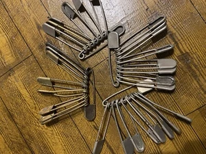 Vintage Brass Safety Pin 5" Large Military Laundry/Horse Blanket Lot Of 7 - Picture 1 of 5