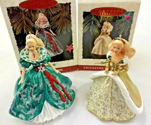 Adornos de recuerdo Hallmark HOLIDAY BARBIE 1994 y 1995 ~ Nuevo en caja conjunto de 2 - Imagen 1 de 5