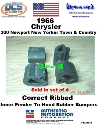1966 Chrysler 300 New Yorker Inner Fender Rubber Bumper Set of 4 2524720 USA - Image 1 of 2