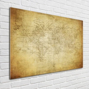 Glas-Bild Wandbilder Druck auf Glas 100x70 Landkarten & Flaggen Alte Weltkarte - Bild 1 von 6