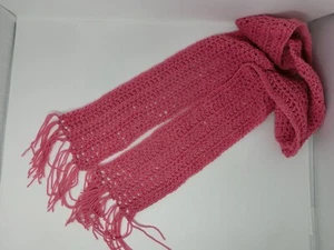 Schal Hals gehäkelt Damen Herren Fransen Rose Mauve 5 1/4"" x 86" Handarbeit NEU - Bild 1 von 4