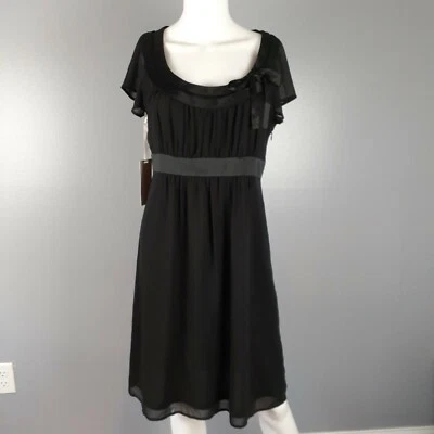 Esprit Collection Shift Dress Women's Size 8 Black Lined Ruched Bodice - Image 1 of 4