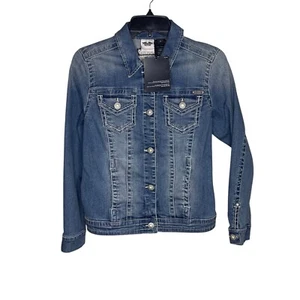Harley Davidson Denim Jacket Women S Blue Crystal Studs Unique Appearance New! - Picture 1 of 11