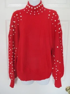 Charter Club Luxus Kaschmir Pullover Größe XL Neu mit Etikett rot Kunstperle Urlaub Party - Bild 1 von 6