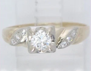 14k Yellow Gold Round Diamond Antique Wedding Engagement Ring .62ct - Picture 1 of 3