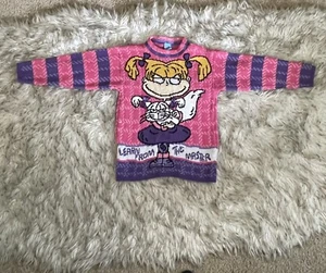 Vintage 1998 Nickelodeon Rugrats Angelica Pink Knit Sweater Sz Small (7-8) - Picture 1 of 6