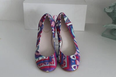 Emilio Pucci Geométrico Abstracto Multicolor Cuero Estampado Zapatos Planos 37/7 Foto 1 de 4