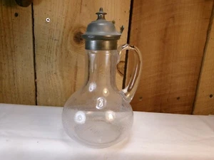 Antique Glass with Pewter Lid Syrup Pitcher ~ Pat Oct 31, 1871 & C - Picture 1 of 8