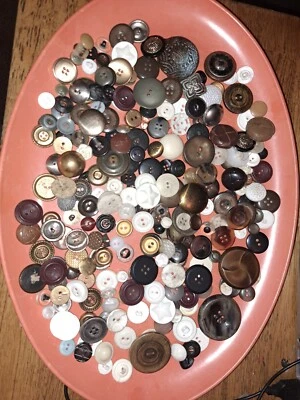 Vintage Button Celluloid Leather Horn Veg Ivory Metals Antique Mixed Lot - Image 1 of 4