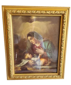 Mary and Infant Jesus Cromo N.B. Milano Framed Vintage Print Italy Rare Image - Picture 1 of 10