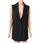 C by One Black Sleeveless Collared Long Blazer Vest size S NWT
