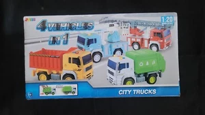 JOYIN 4 Pack Friction Powered City Vehicles Including Garbage Truck, Fire Truck. - Picture 1 of 2
