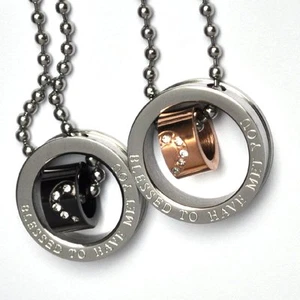 Cadena De Socios De Acero Inoxidable Con Colgante Anillos Negros Y Dorados P45 - Imagen 1 de 1