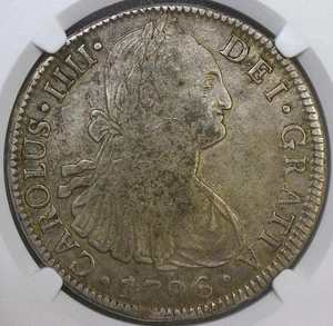 1796 MO FM MEXICO SILVER 8 REALES COIN NGC VF35 - Picture 1 of 4