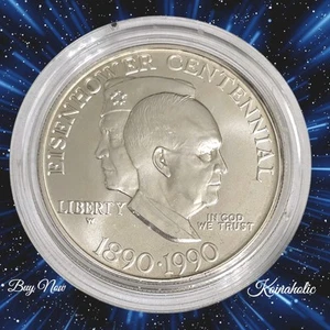 1990 W Eisenhower Centennial Commemorative Silver Dollar Coin With Capsule Only - Picture 1 of 7