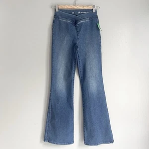 Gap 70s Flare High Rise Jeans Girls Jeans Medium Wash Stretch Size 14 Slim NWT - Picture 1 of 11