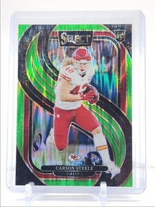 CARSON STEELE 2024 SELECT PREMIER LEVEL ROOKIE NEON GREEN SHOCK RC /499 Q4641 - Picture 1 of 2