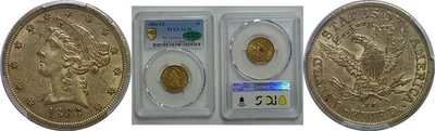 1883-CC $5 Liberty   PCGS AU-55  CAC - Image 1 of 3