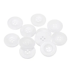10pcs Resin Sewing Buttons 1-1/4" Round Flat 4 Hole Craft Buttons White - Picture 1 of 6