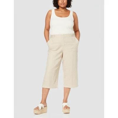 Pantalones Coldwater Creek para mujer talla 24 color tostado claro recortados pierna ancha botón mosca costero Foto 1 de 4