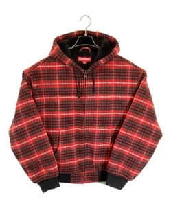 SUPREME                    PLAID WOOL HOODED WORK JACKET Red - Picture 1 of 5