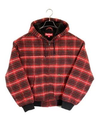 SUPREME                    PLAID WOOL HOODED WORK JACKET Red - Image 1 of 4