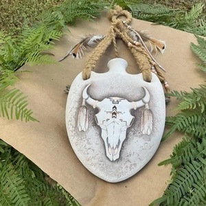 Jarra/frasco/jarrón estilo nativo americano piedra/arte cerámica calavera cantimplora - Imagen 1 de 22
