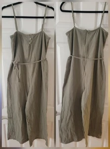 Ripcurl Jumpsuit Womens SZ Medium Crop Straight Gauze Belted Beachy Boho Green - Picture 1 of 11
